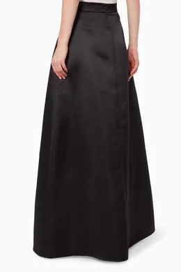 Buy Elisabetta Franchi Black Duchess Satin Maxi Wrap Skirt for
