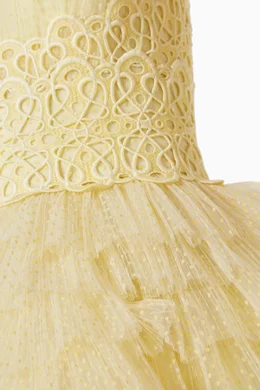 Buy Gemy Maalouf Yellow Pleated Tulle Dress for Women in UAE