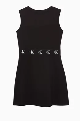 Buy Calvin Klein Black Logo Print Skater Dress for Girls in UAE Ounass