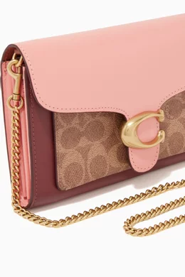 Tabby chain clutch in colorblock signature canvas 2025