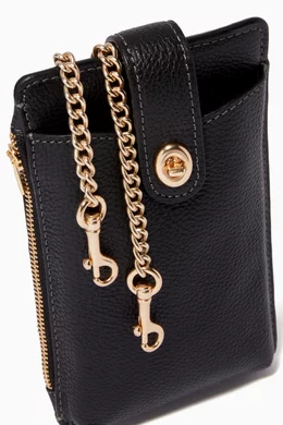 Buy Coach Black Turnlock Chain Phone Crossbody in Pebble Leather