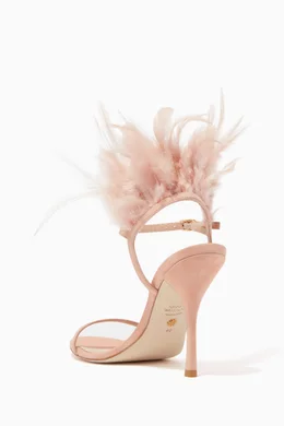 Buy Stuart Weitzman Pink Ricki Suede Leather Feather Sandals for