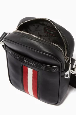 Buy Bally Black Heyot Leather Convertible Cross Body Bag for Men