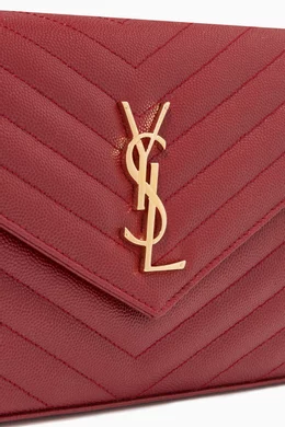 Buy SAINT LAURENT Red Cassandre Chain Wallet in Matelass Leather