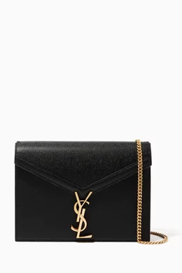 Buy SAINT LAURENT Black Cassandra Monogram Clasp Bag in Grain de Poudre Embossed Leather for Women in UAE Ounass