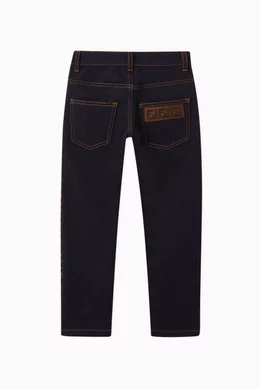 Buy Fendi Blue Logo Band Denim Jeans for Girls in UAE Ounass