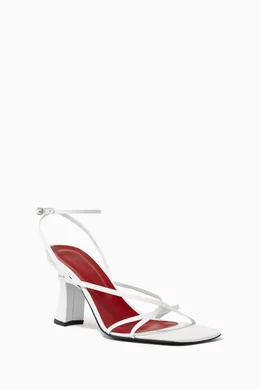 Buy BY FAR White Kersti 100 Strappy Sandals in Leather for Women