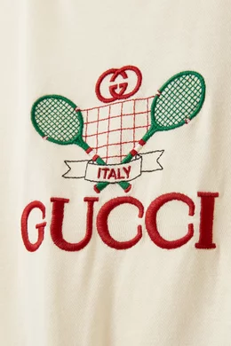 Buy Gucci Neutral Gucci Tennis Cotton T Shirt for Baby Boys in UAE Ounass