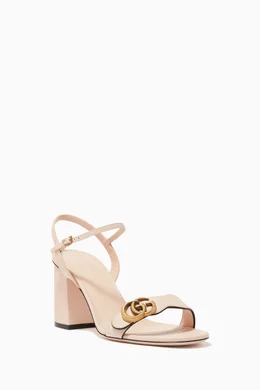 Buy Gucci Neutral Marmont 75 Double G Sandals in Leather for Women