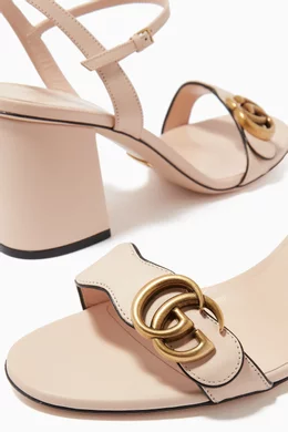 Buy Gucci Neutral Marmont 75 Double G Sandals in Leather for Women