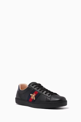 Buy Gucci Black Ace Embroidered Sneakers in Leather for Men in UAE