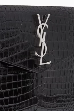 Ysl uptown sales pouch crocodile