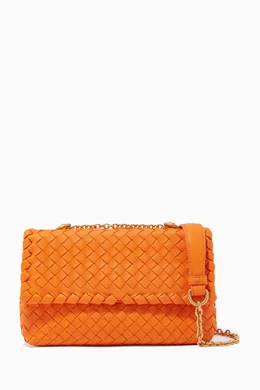 Buy Bottega Veneta Orange Baby Olimpia Bag in Intrecciato Nappa