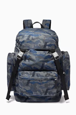 Buy Emporio Armani Blue Camo Jacquard Backpack in Nylon for MEN in
