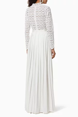 Self portrait pleated clearance crochet floral maxi dress