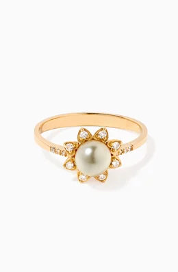 Diamond and pearl rings in yellow gold online