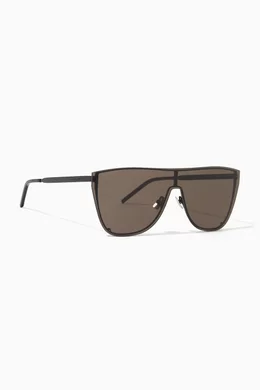 Buy SAINT LAURENT Black S1 Shield Rimless Sunglasses for Women in