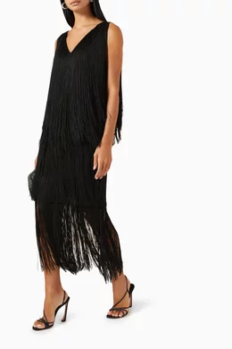 Bcbg black deals fringe skirt