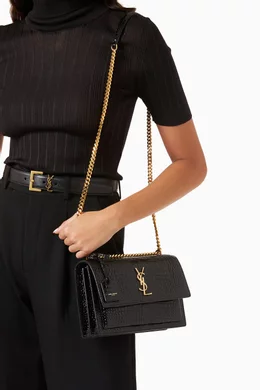 Sunset medium in crocodile embossed shiny leather online