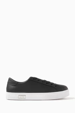 Armani black best sale leather trainers
