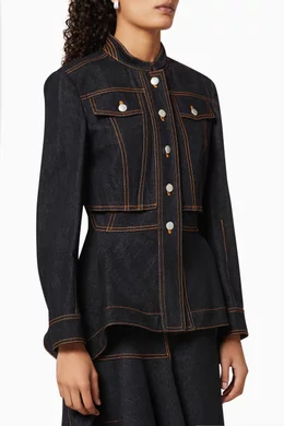 Black denim clearance peplum jacket