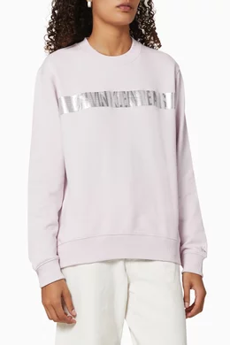 Calvin klein sweatshirt with logo stripe sale