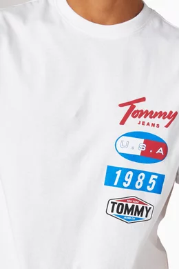 Buy Tommy Jeans White Logo Patches Organic Cotton T Shirt for Men