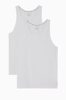 Buy Calvin Klein White Lounge Cotton Tank Tops Set of 2 for Men