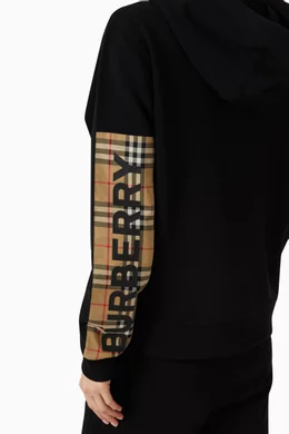 Vintage check panel cotton oversized hooded top deals