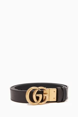 Buy Gucci Black Double G Buckle Reversible Belt in Leather for Men