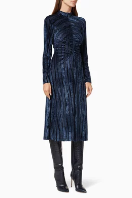Buy Stine Goya Blue Asher Velvet Devore Dress for Women in UAE