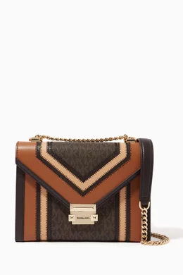 Buy Michael Kors Brown Whitney Large Shoulder Bag in Canvas and