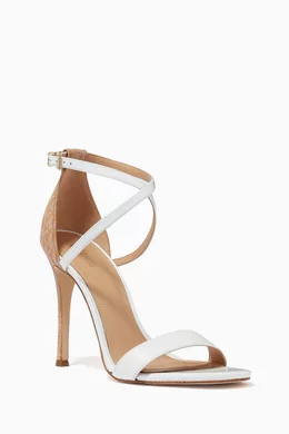 Buy Michael Kors White Antonia Sandals in Leather Canvas for
