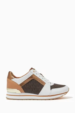 Buy Michael Kors Neutral Billie Sneakers in Leather Canvas for