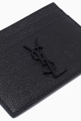 Ysl monogram card case in grain de poudre online embossed leather