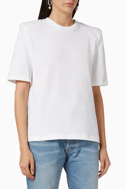 Buy The Attico White Bella Padded Shoulder T Shirt for Women in
