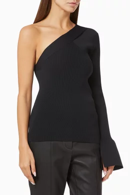 One shoulder ribbed sales sweater
