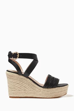 Buy Coach Black Isabela Wedges in Leather for Women in UAE Ounass