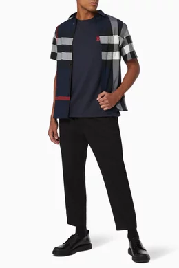 Buy Burberry Blue Check Stretch Cotton Poplin Shirt for Men in UAE