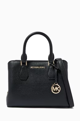 Buy Michael Kors Black Small Camille Satchel in Pebbled Leather