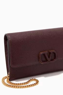 Buy Valentino Garavani Burgundy Valentino Garavani VSLING Wallet on Chain in Grainy Calfskin for Women in UAE Ounass