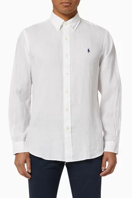 Buy Polo Ralph Lauren White Custom Fit Linen Shirt for Men in UAE