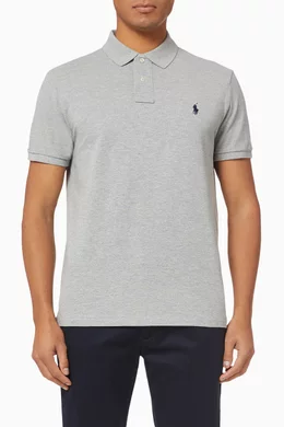 Slim fit top cotton mesh polo
