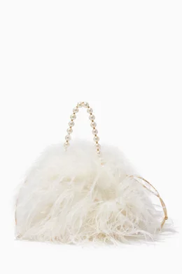 Buy VANINA Neutral L oiseau Rebelle Top Handle Bag with Ostrich Feathers for Women in UAE Ounass