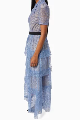 Buy Self Portrait Blue Flower Sequin Midi Dress for Women in UAE