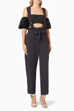 Black overall discount pants
