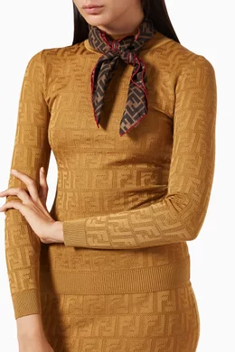Buy Fendi Brown Fendirama Foulard Scarf in Silk Twill for Women in UAE Ounass