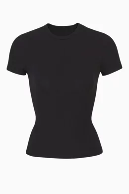 Buy SKIMS Black Cotton Jersey T-shirt for Women in UAE