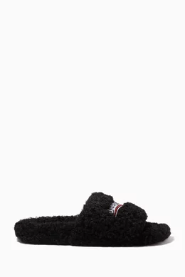 Furry slip on discount sandals
