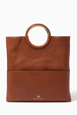 Buy Michael Kors Brown Large Fold over Clutch Bag in Leather for